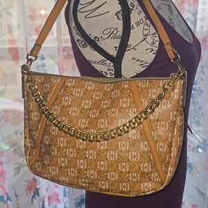 Fossil Brown Shoulder Bag with Gold Chain